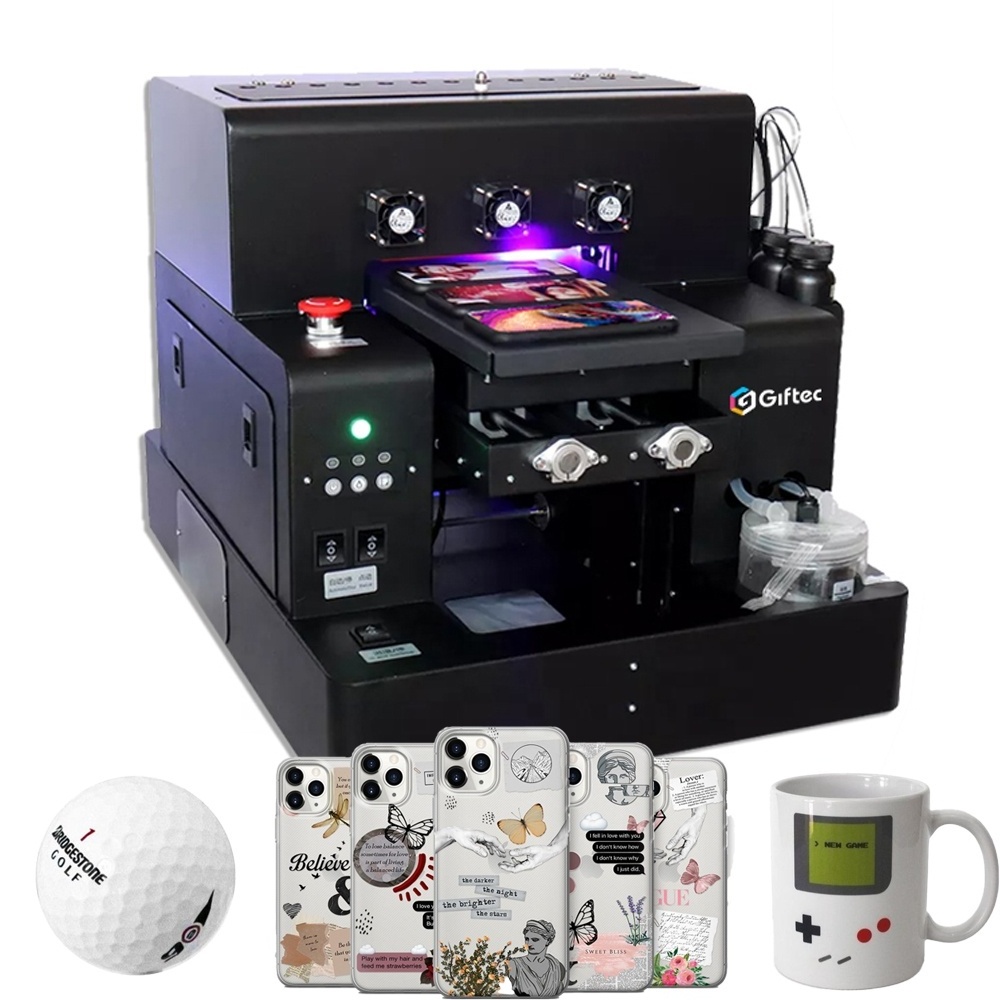 Giftec XP600 Inkjet A3 UV Printer  Logo Printing Cell Phone Case Printer Shop Machines  Digital UV DTF Flatbed Printer