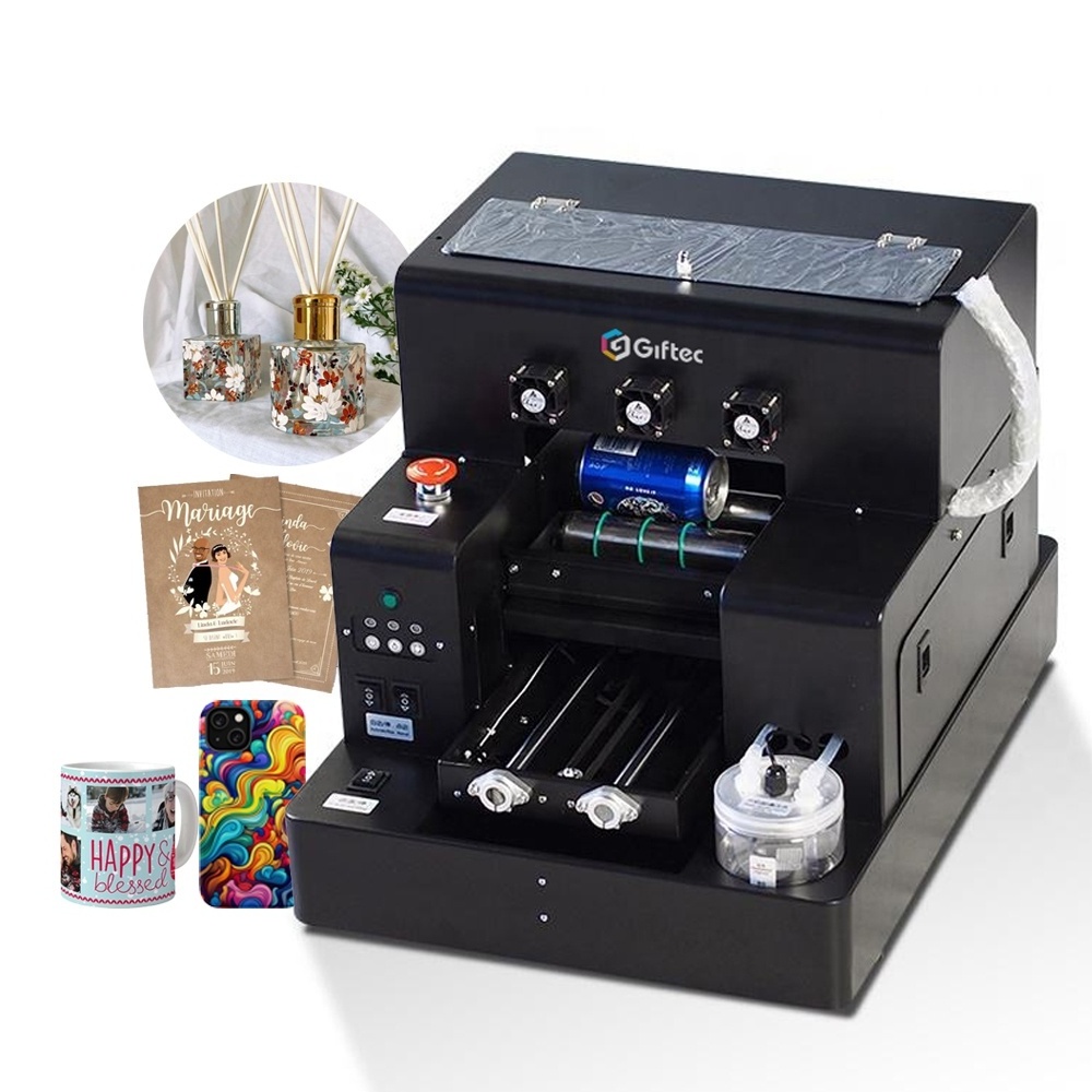 Mug Printing Ink Machine A4 UV Printer Round Container Golf Tee Printer Giftec UV DTF Glass with Varnish UV DTF for Printing