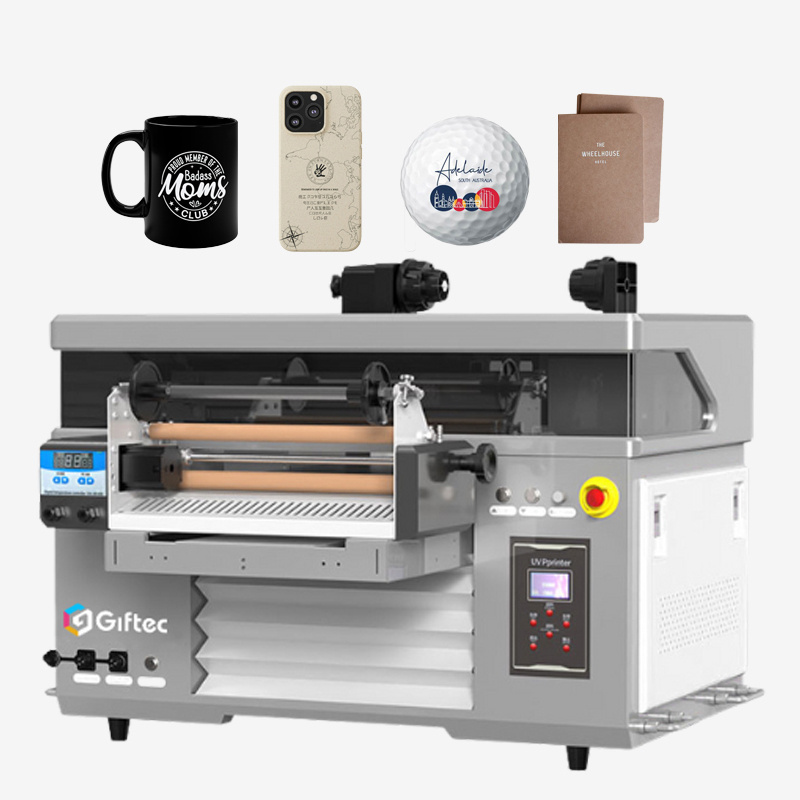 Giftec Low Price Automation Uv Printer A3 Flat Bed Tumbler in One Printing Machine Xp600 Uv DTF Sticker Mobile Cover Printer 120