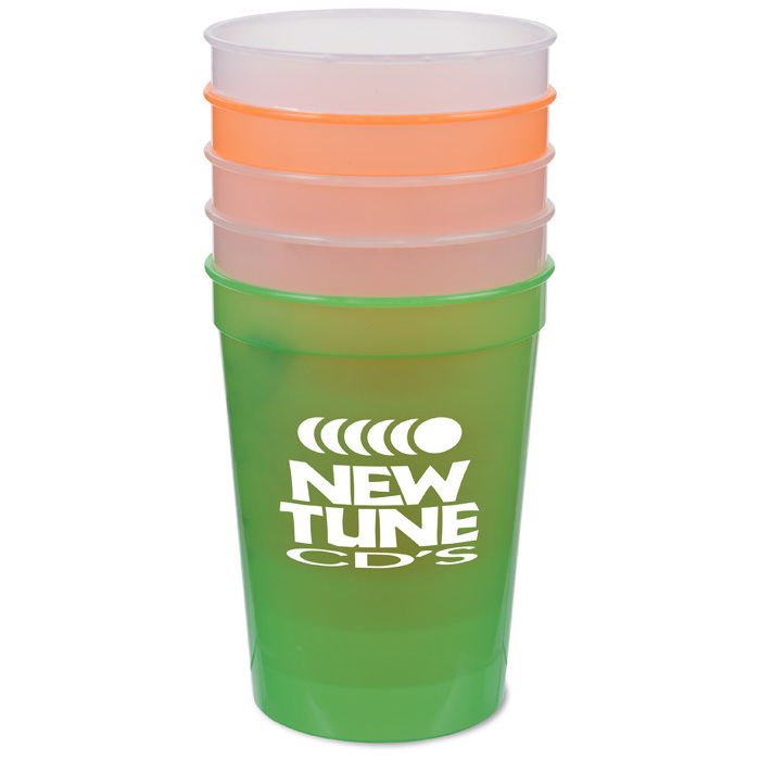 16oz Reusable Plastic Drinking cup tumbler with lid and straw Stadium cup Cold Color Chang cups