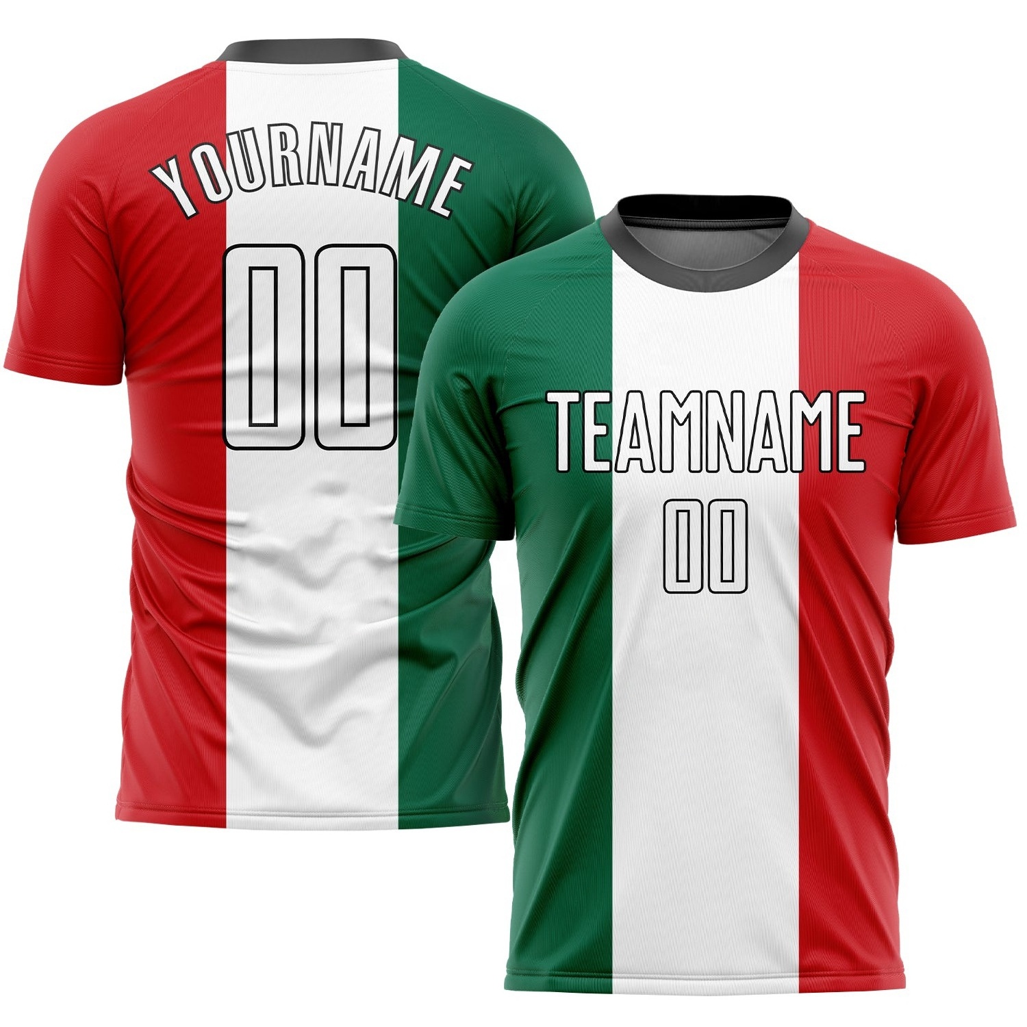 Custom Kelly American football jersey set Green White Red-Black Sublimation Mexican Flag Soccer Uniform football jersey