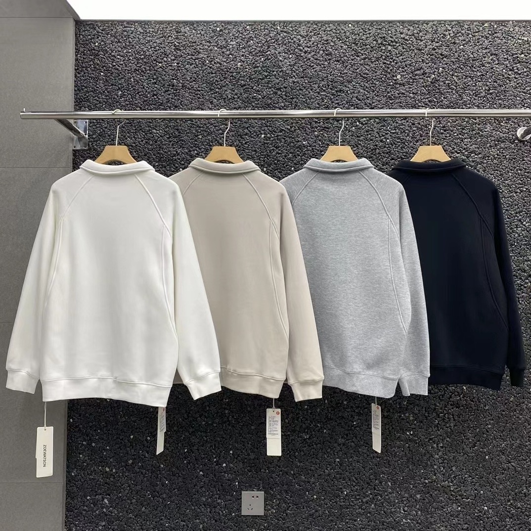 Wholesale good quality pullover fleece sweatshirt quater zip unisex sweatshirt polo collar men essential hoodie