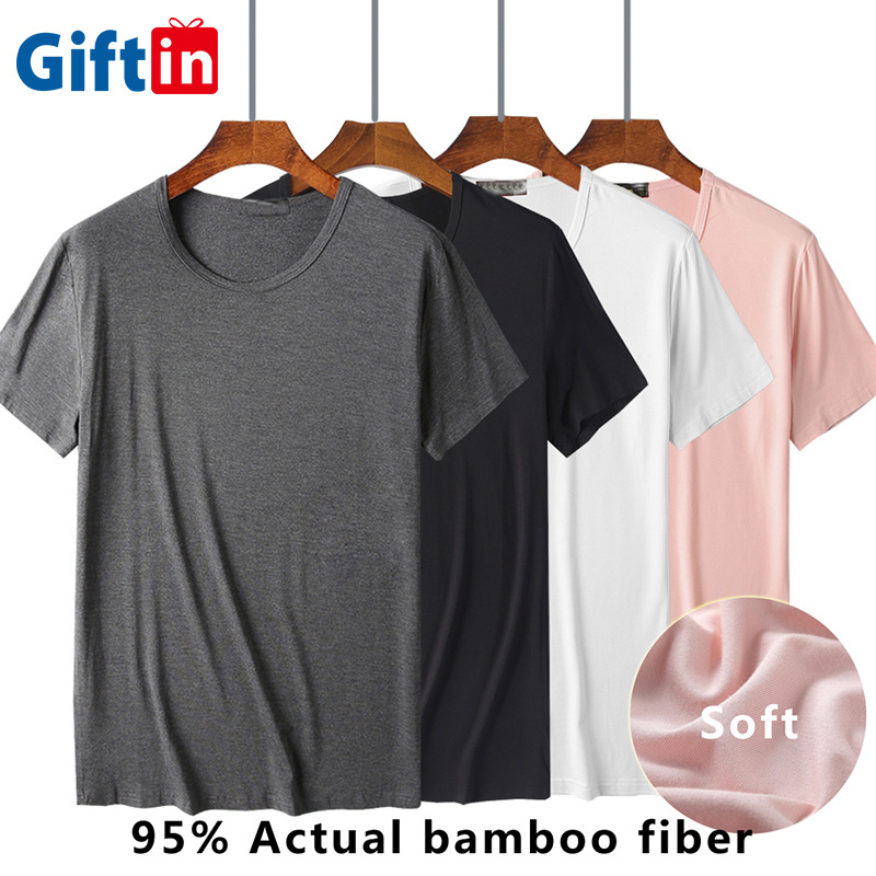 Summer 95% bamboo 5% spandex blank t shirt bamboo cotton tshirt stretch mens round neck t shirt