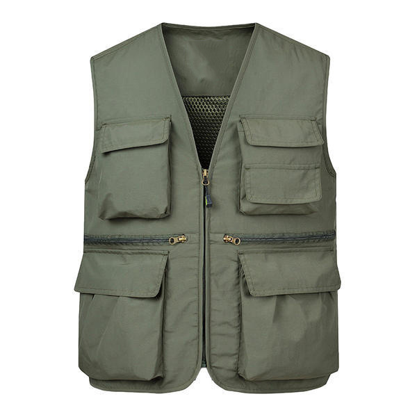 Wholesale Outdoor Waistcoat Multi Pocket Functional fisherman Journalist Photography Men Cargo Work Vest