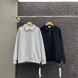 Wholesale good quality pullover fleece sweatshirt quater zip unisex sweatshirt polo collar men essential hoodie