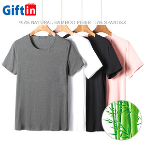 Summer 95% bamboo 5% spandex blank t shirt bamboo cotton tshirt stretch mens round neck t shirt