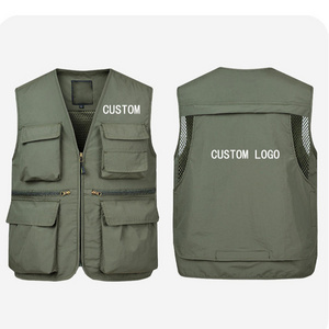 Wholesale Outdoor Waistcoat Multi Pocket Functional fisherman Journalist Photography Men Cargo Work Vest