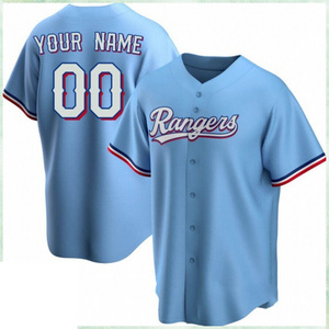 Oem mens shirts Custom printing youth baseball uniform texas rangers Baseball Jersey sublimation Embroidered men's Jersey