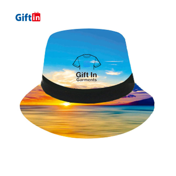 Custom Outdoor Sublimation All Over Printing Wide Brim Beach Travel Resort Waterproof Breathable Island Wear Bucket Hat