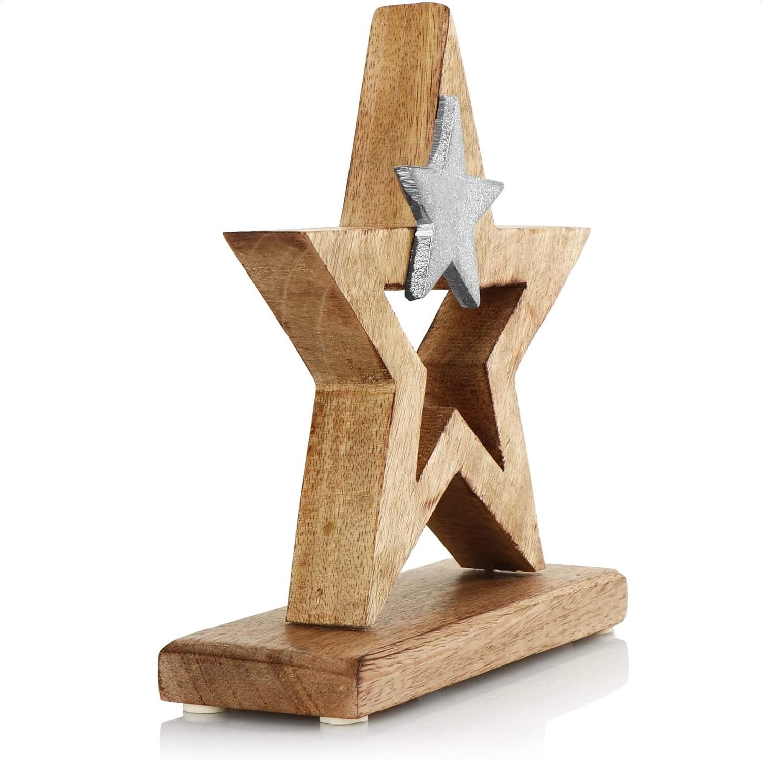 Decorative Stars Made of Aluminum and Wooden Unique Design Custom Finished Sculpture For Table Top Decorative With Low Price