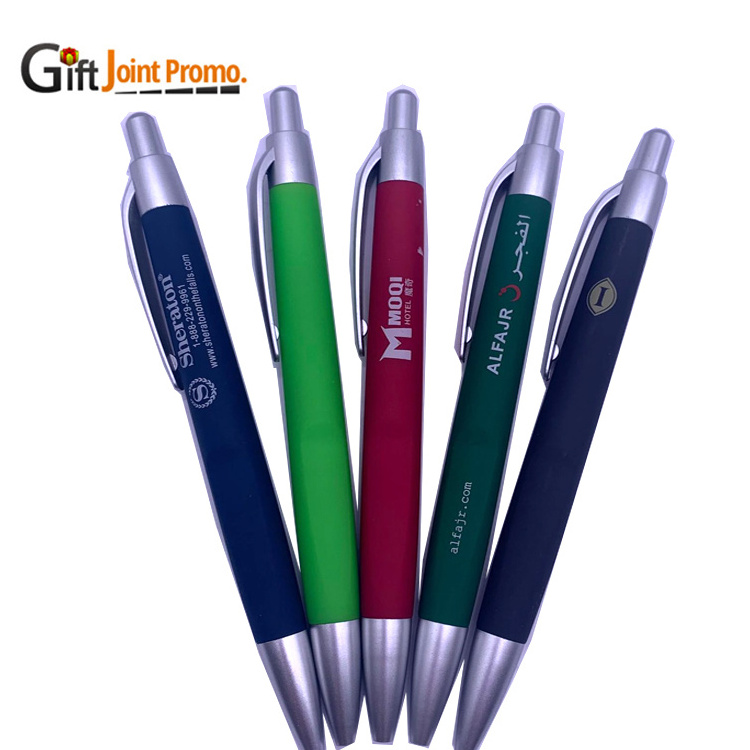 Hot Sale Cheap Rubberized Ball Pen Promotional Plastic Ballpoint Pen Rubber Coated Clip Hotel Pen