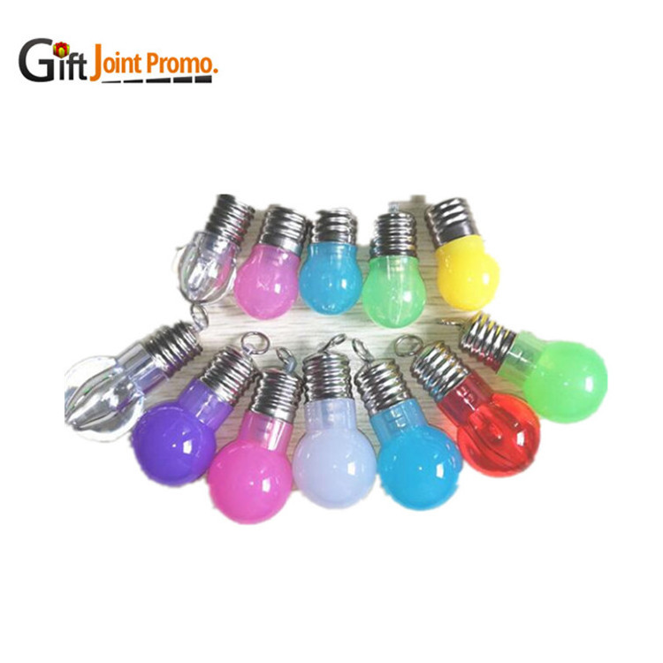 Promotional Clear acrylic blinking led keychain flashlight light colorful mini bulb keychain