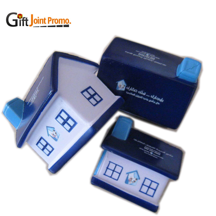 Promotional Cheap Advertising House Shape Stress Ball With LOGO PU House Foam Ball