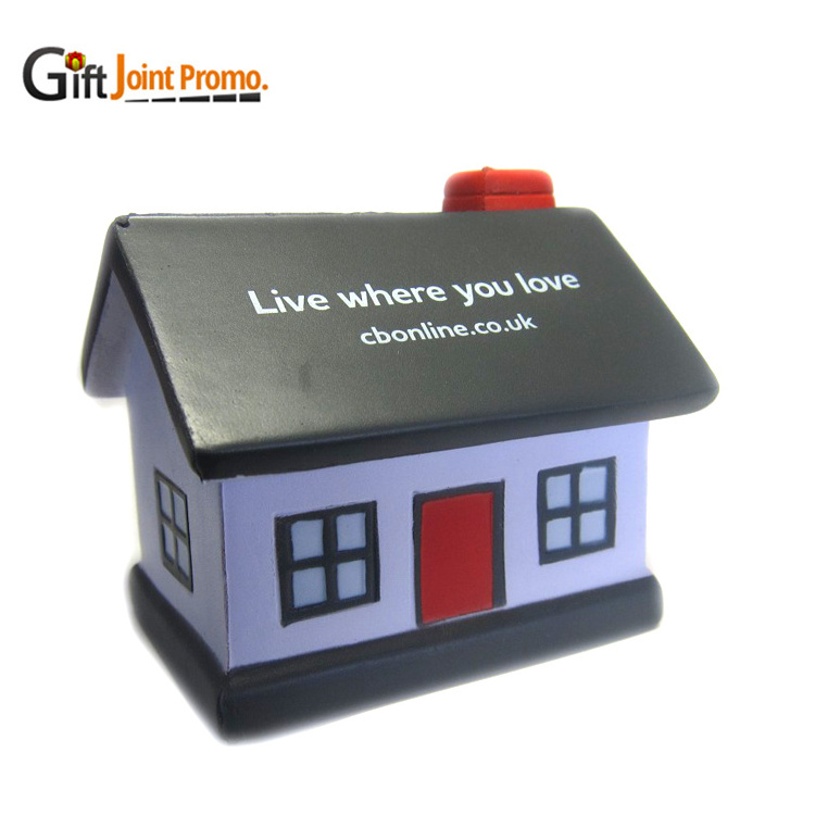 Promotional Cheap Advertising House Shape Stress Ball With LOGO PU House Foam Ball