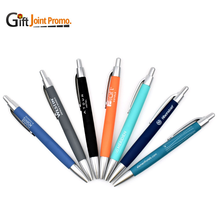 Hot Sale Cheap Rubberized Ball Pen Promotional Plastic Ballpoint Pen Rubber Coated Clip Hotel Pen