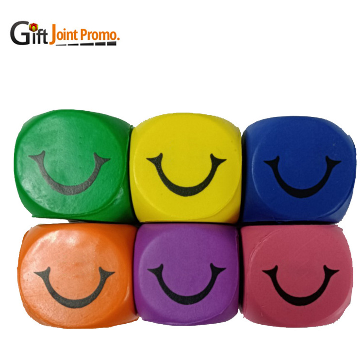 Promotional Cheap Custom PU Foam Dice Cube Stress Ball With LOGO Squeeze Anti Stress Ball Toy