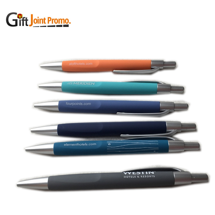 Hot Sale Cheap Rubberized Ball Pen Promotional Plastic Ballpoint Pen Rubber Coated Clip Hotel Pen