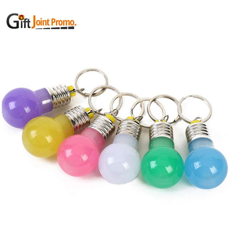 Promotional Clear acrylic blinking led keychain flashlight light colorful mini bulb keychain