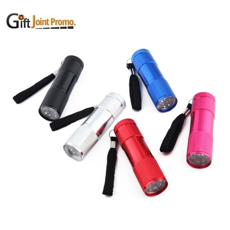 Wholesale Metal Aluminum 9 Led Mini Torch With Customized LOGO LED Flashlight