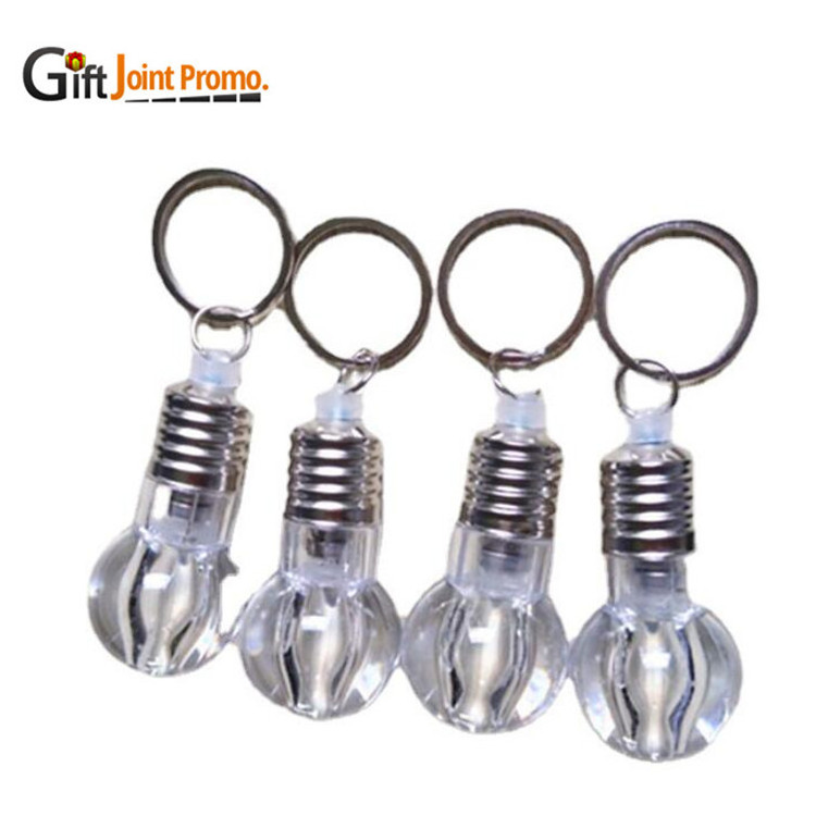 Promotional Clear acrylic blinking led keychain flashlight light colorful mini bulb keychain