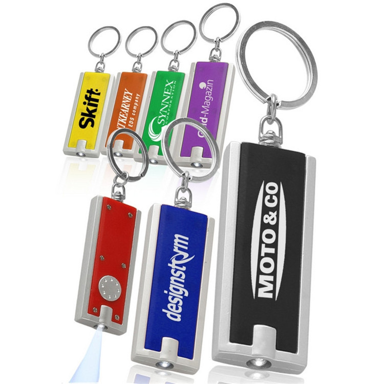 Top Popular Promotional LED Keychain/LED Flashlight Tag/Rectangular LED Key chain