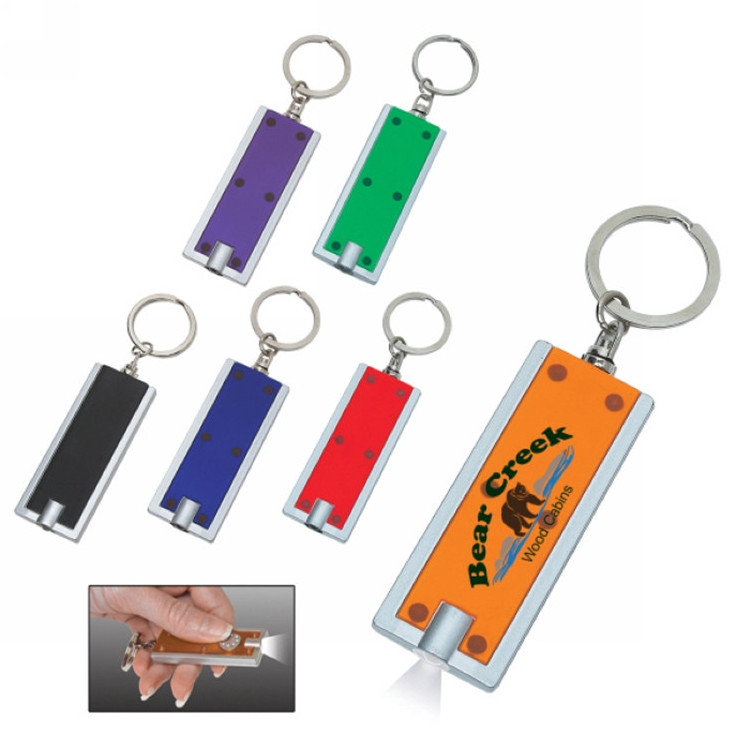 Top Popular Promotional LED Keychain/LED Flashlight Tag/Rectangular LED Key chain