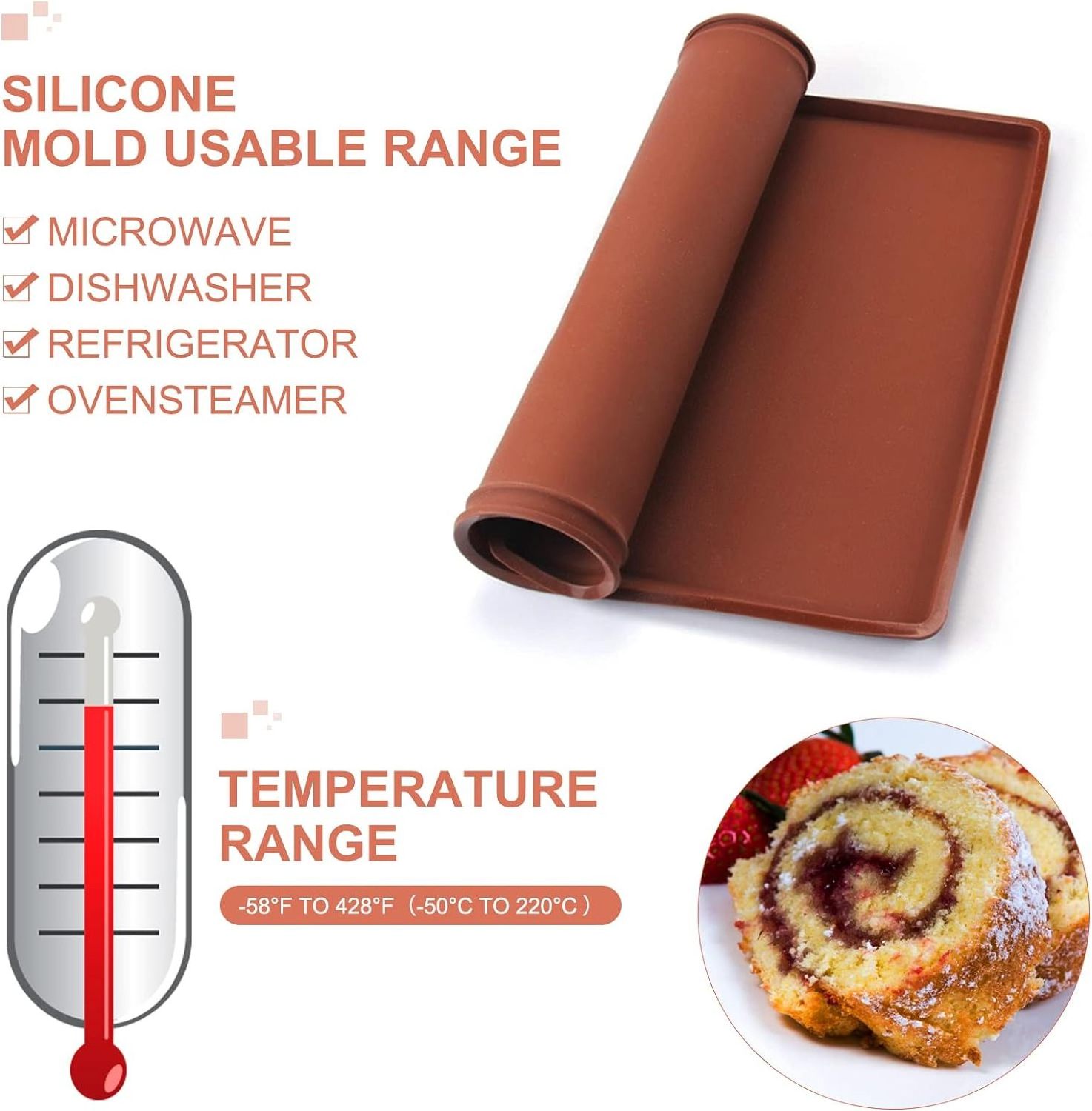 Swiss Roll Cake Mat Flexible Multipurpose Silicone sheet Nonstick jelly roll pan Baking Tray Pastry Mat Pizza Cookies Mold