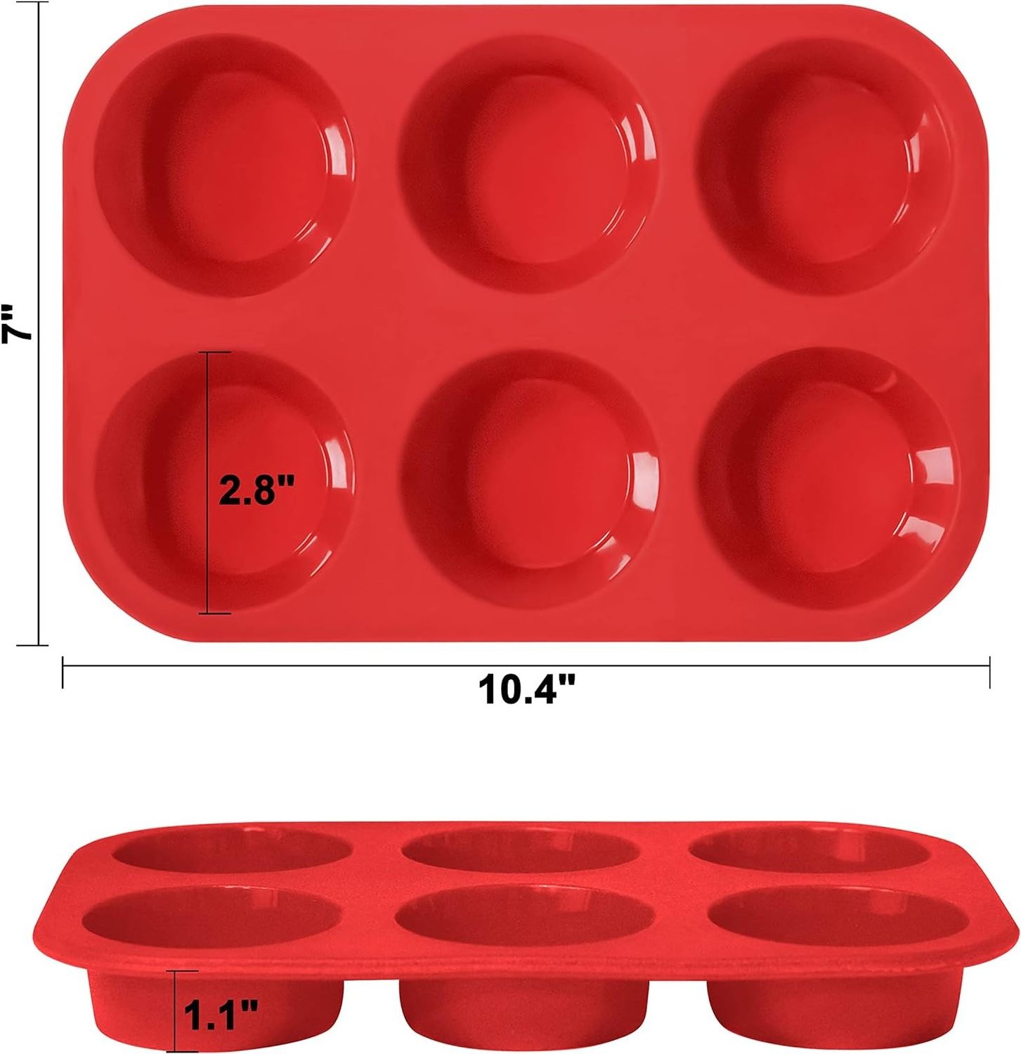 6 Cups Non-Stick Cupcake Molds Food Grade Silicone Baking Tray for Making Egg Muffin Cupcake Reusable Muffin Tin