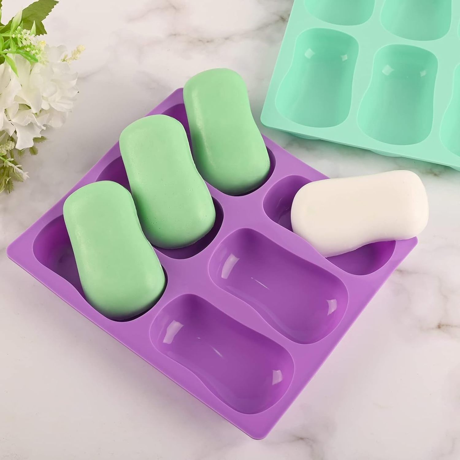 6 Cavity Soap Molds for Soap Making Silicone Molds for Soap Bath Bombs Shower Steamer Lotion Bars