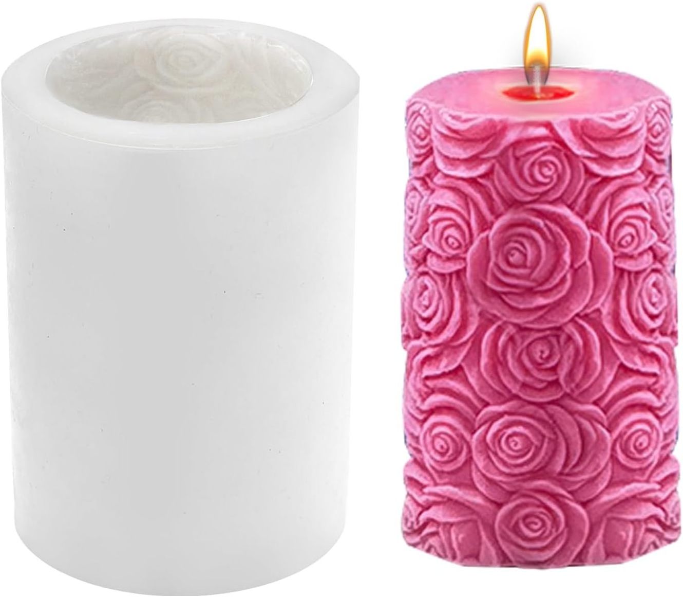 DIY carved rose candle exquisite rose cylinder silicone mold suitable for Thanksgiving and Christmas weddings