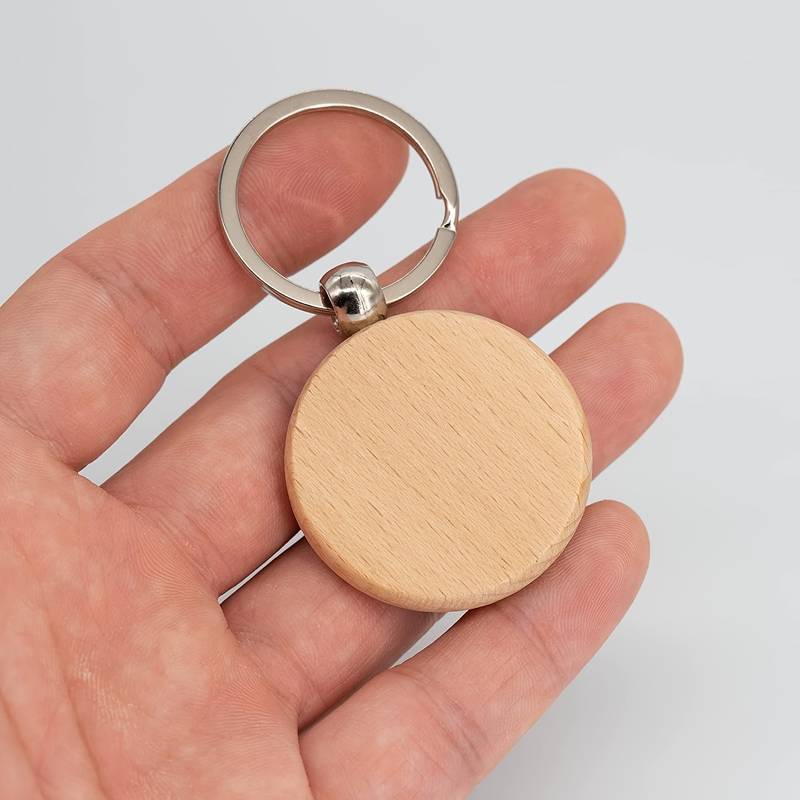 Wooden Keychain Blanks Laser Engraving Blanks Wood Blanks Key Chain Bulk Unfinished Wooden Key Ring Key Tag for DIY Gift Crafts