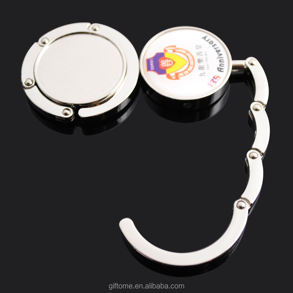 custom wholesale instant portable table top purse hook bag hanger with resin logo