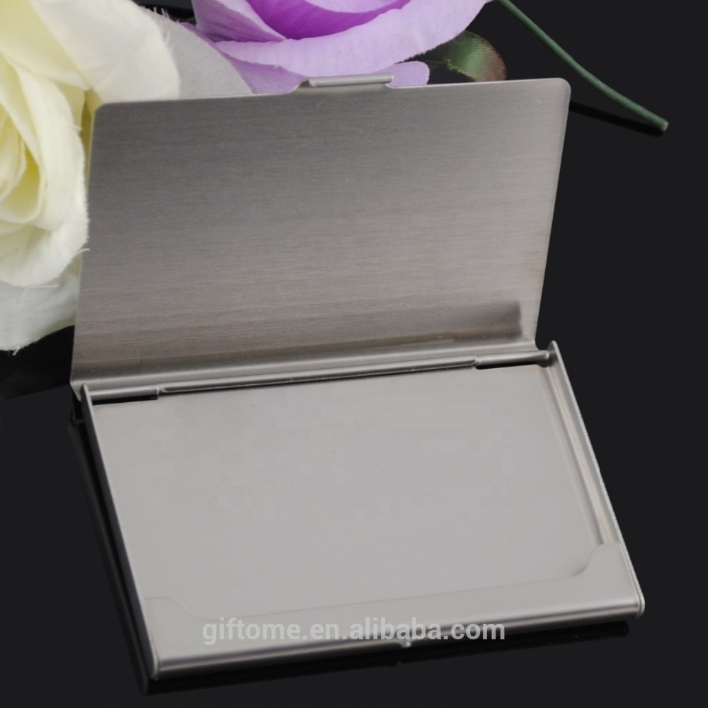 Silver Brushed Metal Business Card Holder