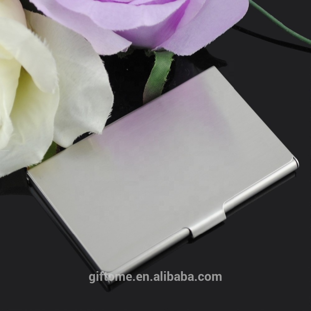 Silver Brushed Metal Business Card Holder