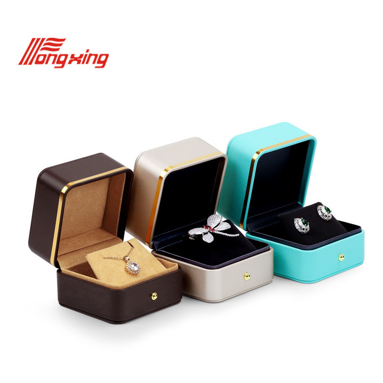 Custom Luxury Leather Jewelry Box Orange Packaging for Necklaces and Rings Earring Packaging