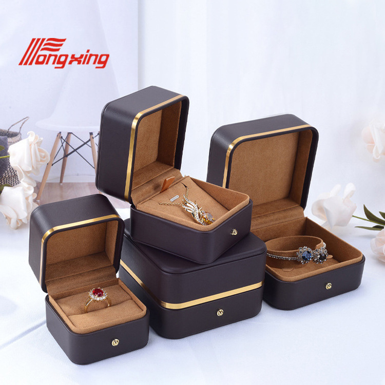 Custom Luxury Leather Jewelry Box Orange Packaging for Necklaces and Rings Earring Packaging