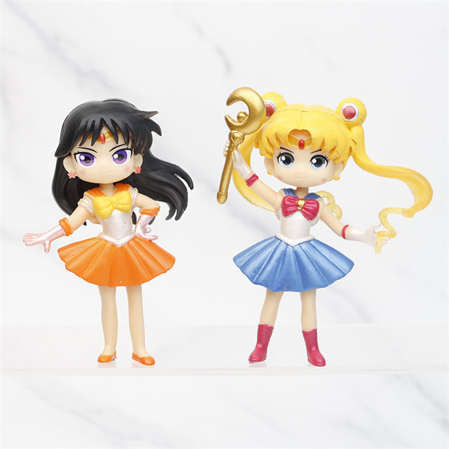 6PCS/SET Girl Pretty Soldier Sailor Moon Cartoon Character PVC Anime Figure Set