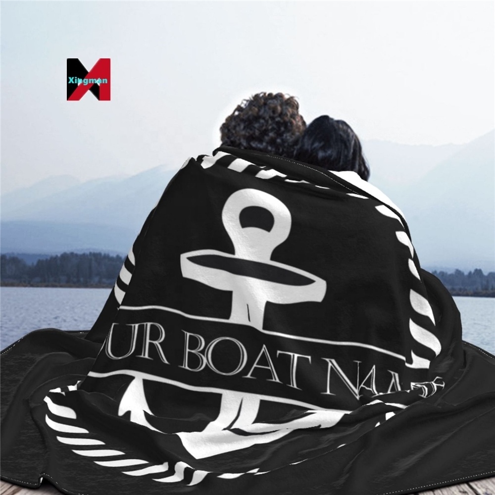 Throws Black Nautical Decorative Anchor Customizable Flannel Soft Breathable Thermal Bedding and Travel Blanket other blankets