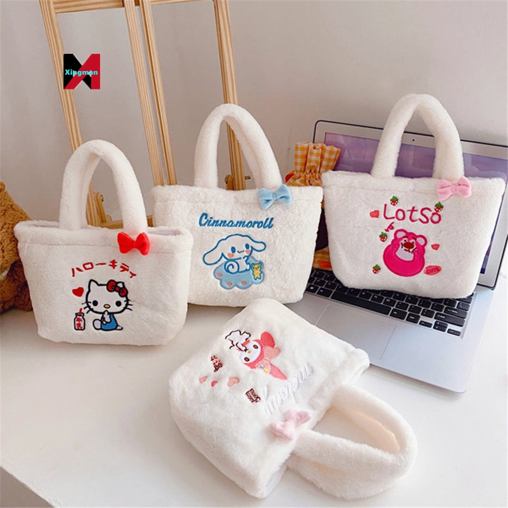 Kawaii Sanrio Bag Kitty Melody Cinnamoroll Backpack Anime Handbag Cartoon Bear plush stuffed animal toys Backpacks for Girl Gift