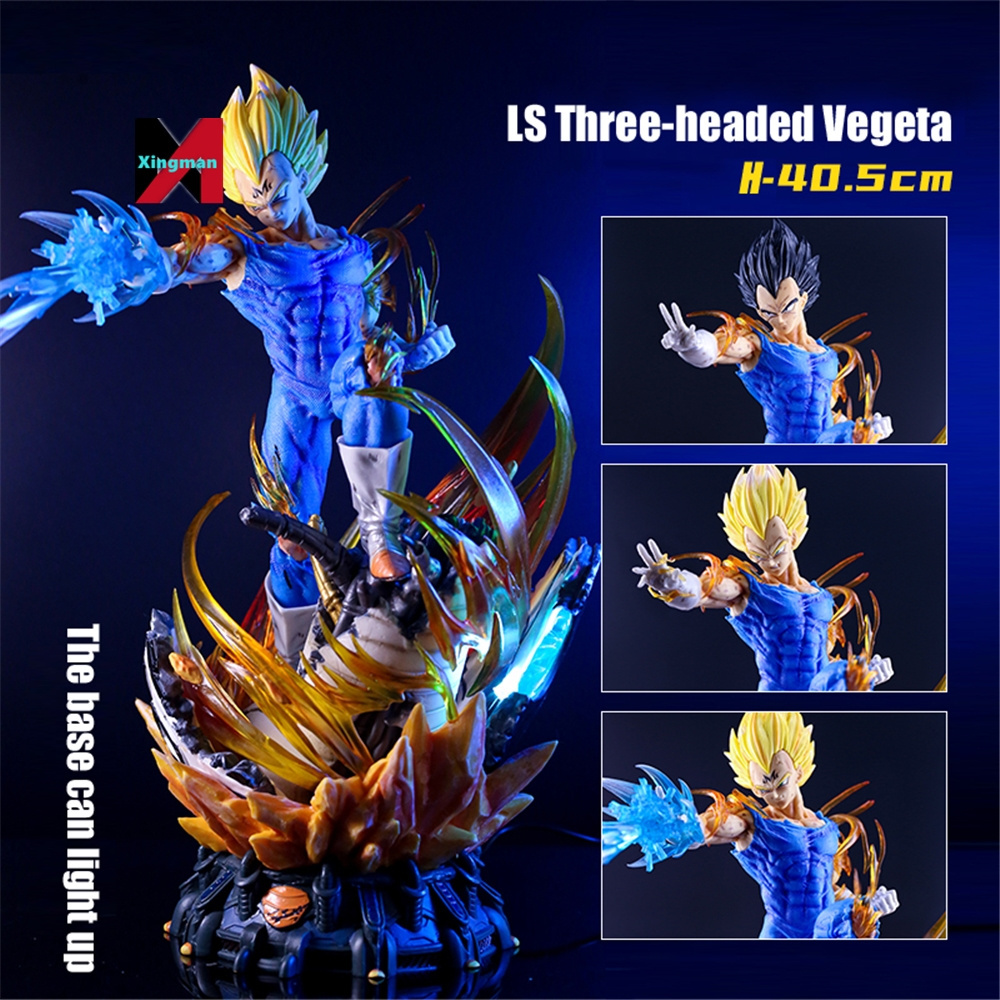 Wholesale Customize Anime PVC luminous model Dragoned ball three-headed LS Vegeta GK Goku sculpture action figure toy decoration