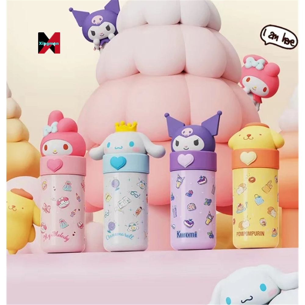 350Ml Sanrioed Anime Kuromi Melody Cinnamoroll Thermos Mug Cartoon Kawaii Sports Bottle Coffee Cup Kids Water