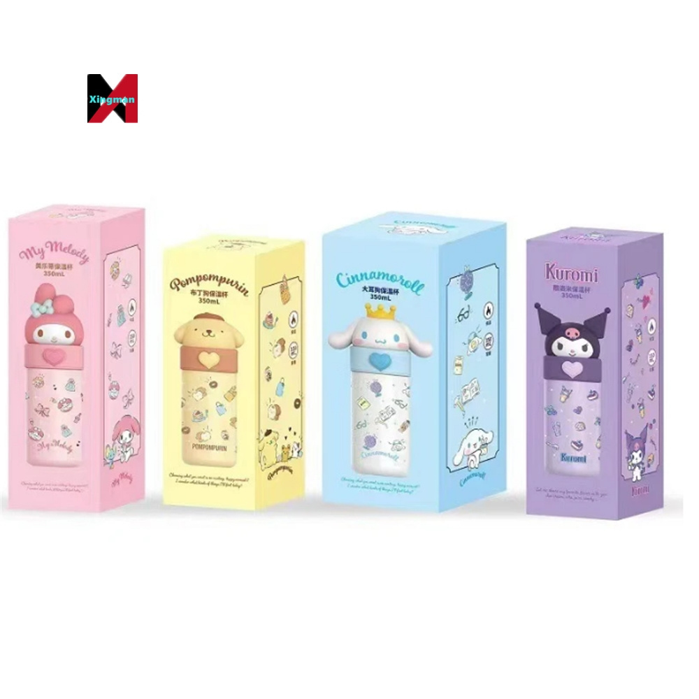 350Ml Sanrioed Anime Kuromi Melody Cinnamoroll Thermos Mug Cartoon Kawaii Sports Bottle Coffee Cup Kids Water