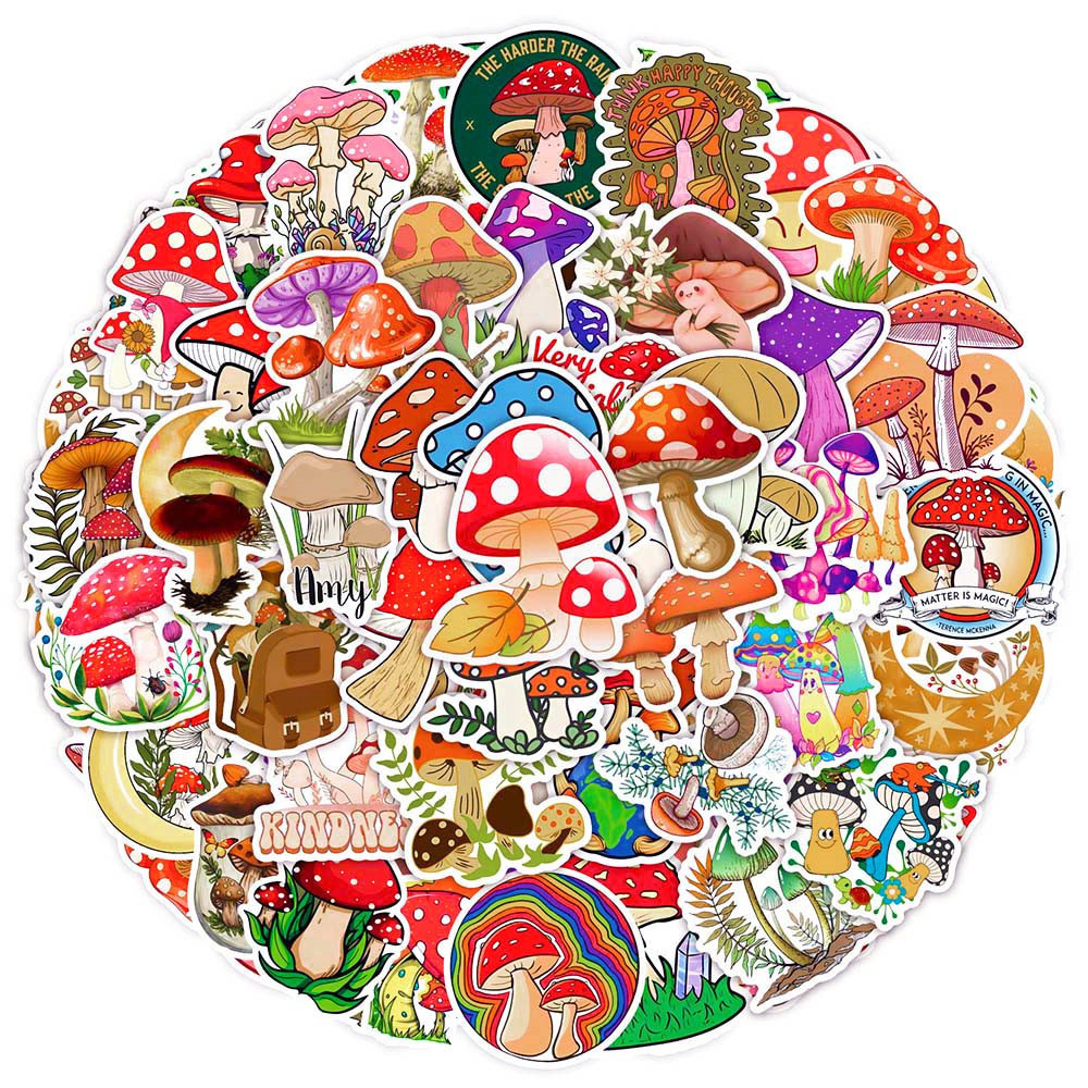 XM Children's Cute Plant Scrapbooking Sticker for Kids School Office Stationery Kawaii Aesthetic Cartoon Mushroom Stickers