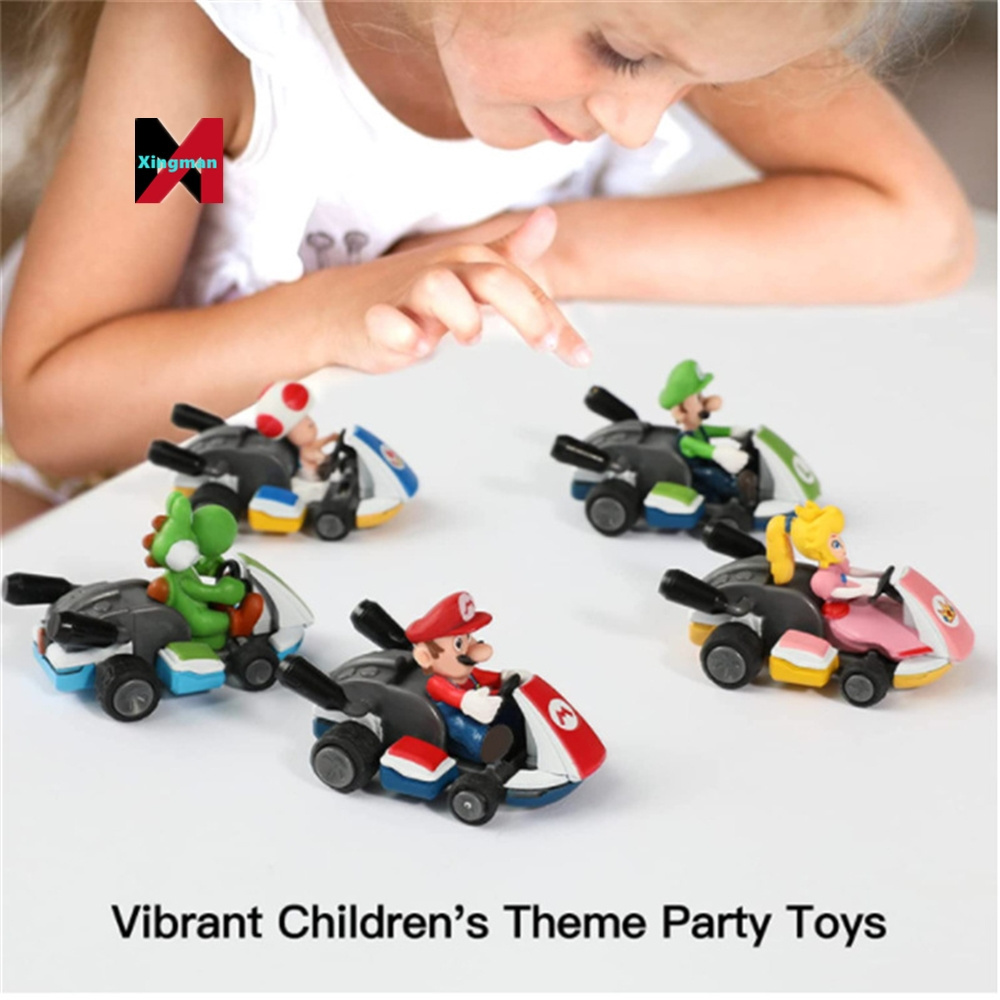 Hot Selling Cartoon Car 8Pcs/Set Marios Kart Mario Luigi Action Figure Pull-Back Vehicle Gift Toys For Kids 2024