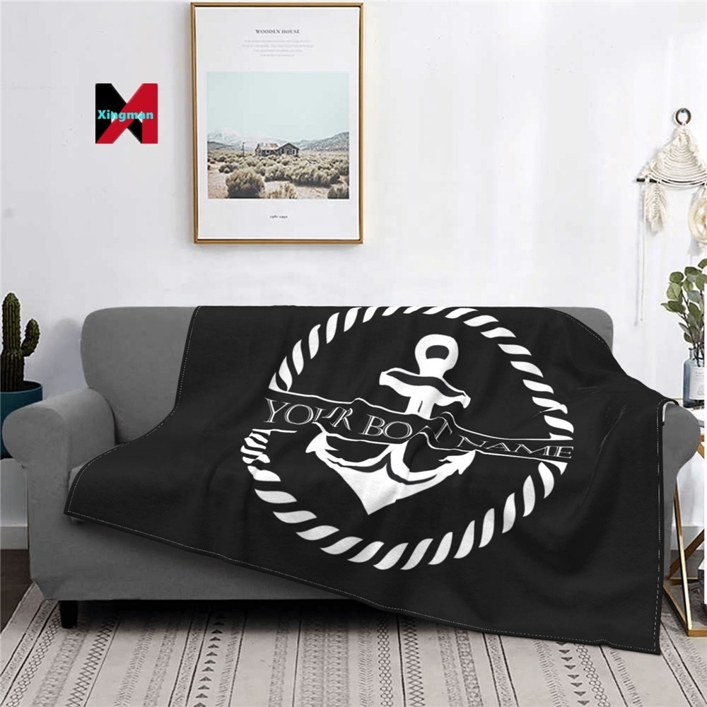 Throws Black Nautical Decorative Anchor Customizable Flannel Soft Breathable Thermal Bedding and Travel Blanket other blankets