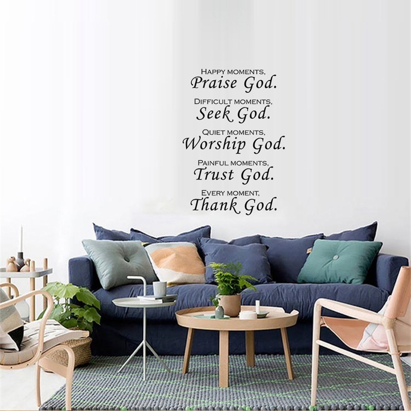 XM 54*39cm 2021 New sticker decoration English Letters Happy Moments Praise God Wall Stickers