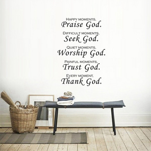 XM 54*39cm 2021 New sticker decoration English Letters Happy Moments Praise God Wall Stickers