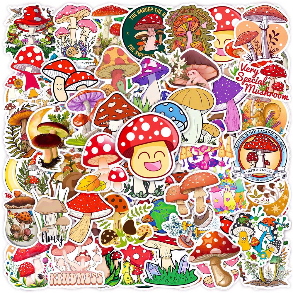 XM Children's Cute Plant Scrapbooking Sticker for Kids School Office Stationery Kawaii Aesthetic Cartoon Mushroom Stickers