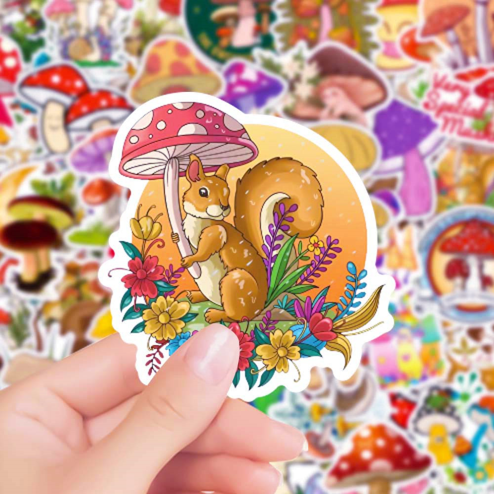 XM Children's Cute Plant Scrapbooking Sticker for Kids School Office Stationery Kawaii Aesthetic Cartoon Mushroom Stickers