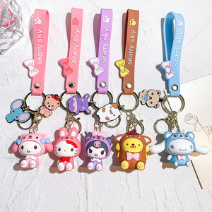 XM Anime Cute Kuromi Melody Keychain Kawaii Cartoon Frog Cinnamoroll Penguin Women Bag Pendant Key Chain sanrio wholesale